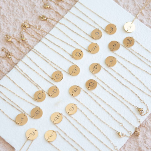TINY ROUND INITIAL BRACELET